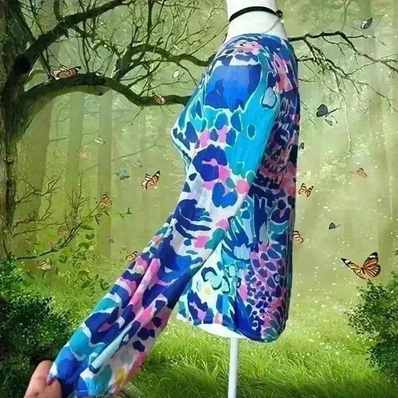 Lilly Pulitzer Lilias Tunic Multi Hit The Spot Long Sleeve Blouse SIZE XXS - Picture 9 of 10